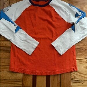 Mini Boden Orange and White Kids Shark Shirt